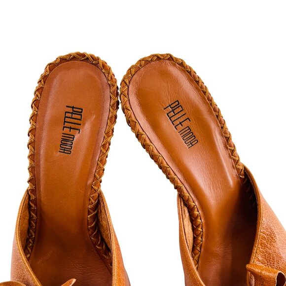 Pelle Moda Womens Brown Leather Mules Sandals Size 8 - Picture 2 of 4